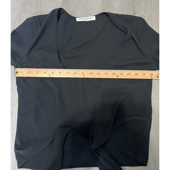 Amanda Uprichard Black Two-Layer Tie-Front Blouse – Size Small - Picture 7 of 10